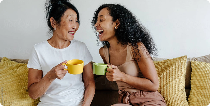 two women laughing
